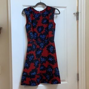 J. Crew blue and red flower cocktail dress.